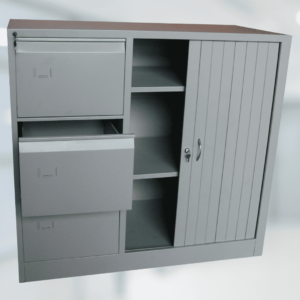 Archivador mixto metálico, de 3 gavetas para almacenar carpetas y AZ
